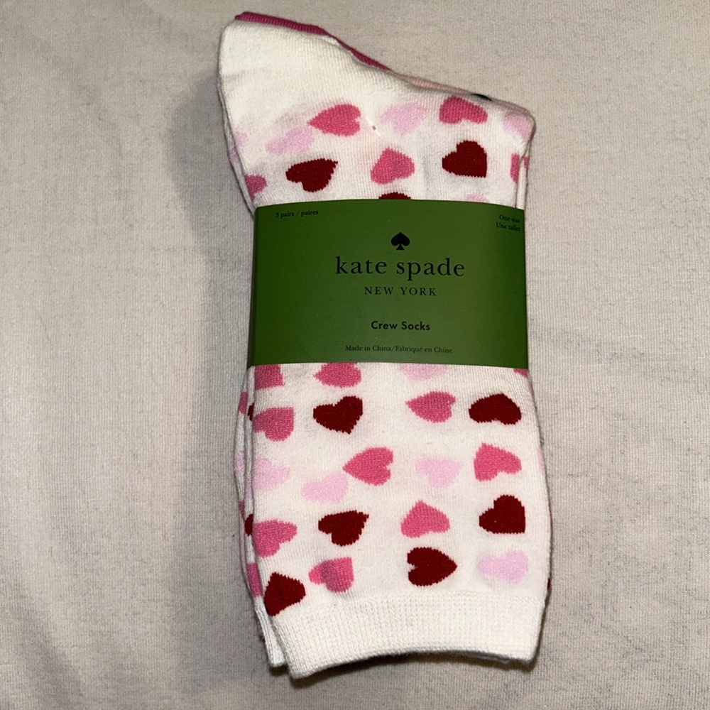 Kate Spade Valentines Day Crew Socks - 3 Pack - Picture 2 of 2